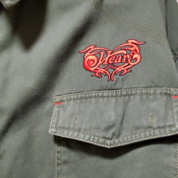 "Heart" Concert Jacket!  Dark Green Button Down Jacket, Size 2XL - Picture 3 of 8